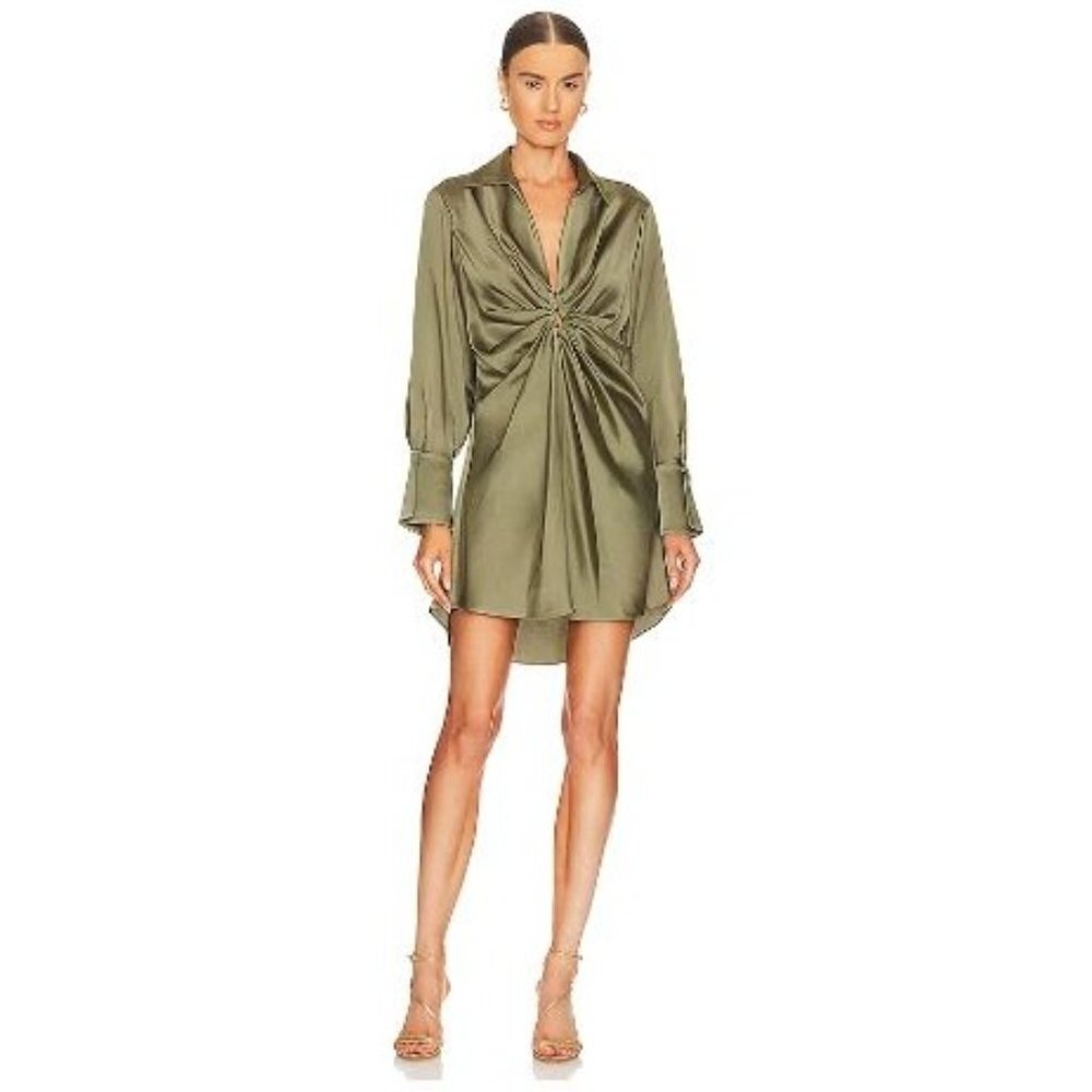 NWT Jonathan Simkhai Roma Mini Dress Willow Green-sz Large